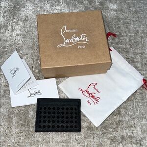 Christian Louboutin Black Studded Card Holder with Box